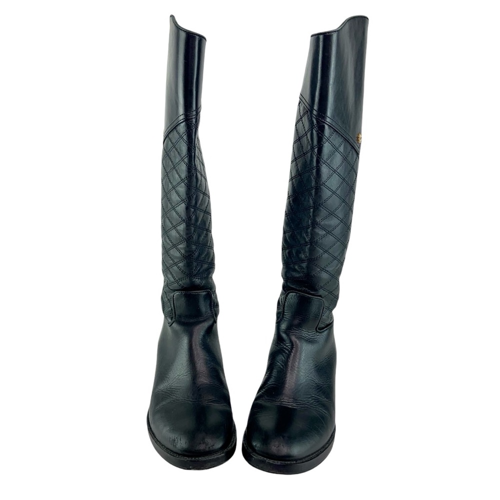 Tory Burch Black Tall Claremont Quilted Riding Boots - Picture 4 of 10